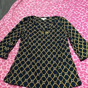 Charter Club  blouse. Size S. Navy blue and yellow